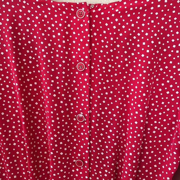Liz Claiborne vintage red and and white square midi dress Size 8P - Picture 7 of 12